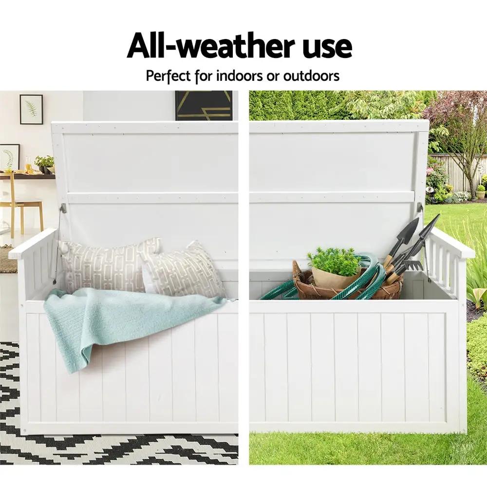 GardenGlow Storage Bench | White | 200L