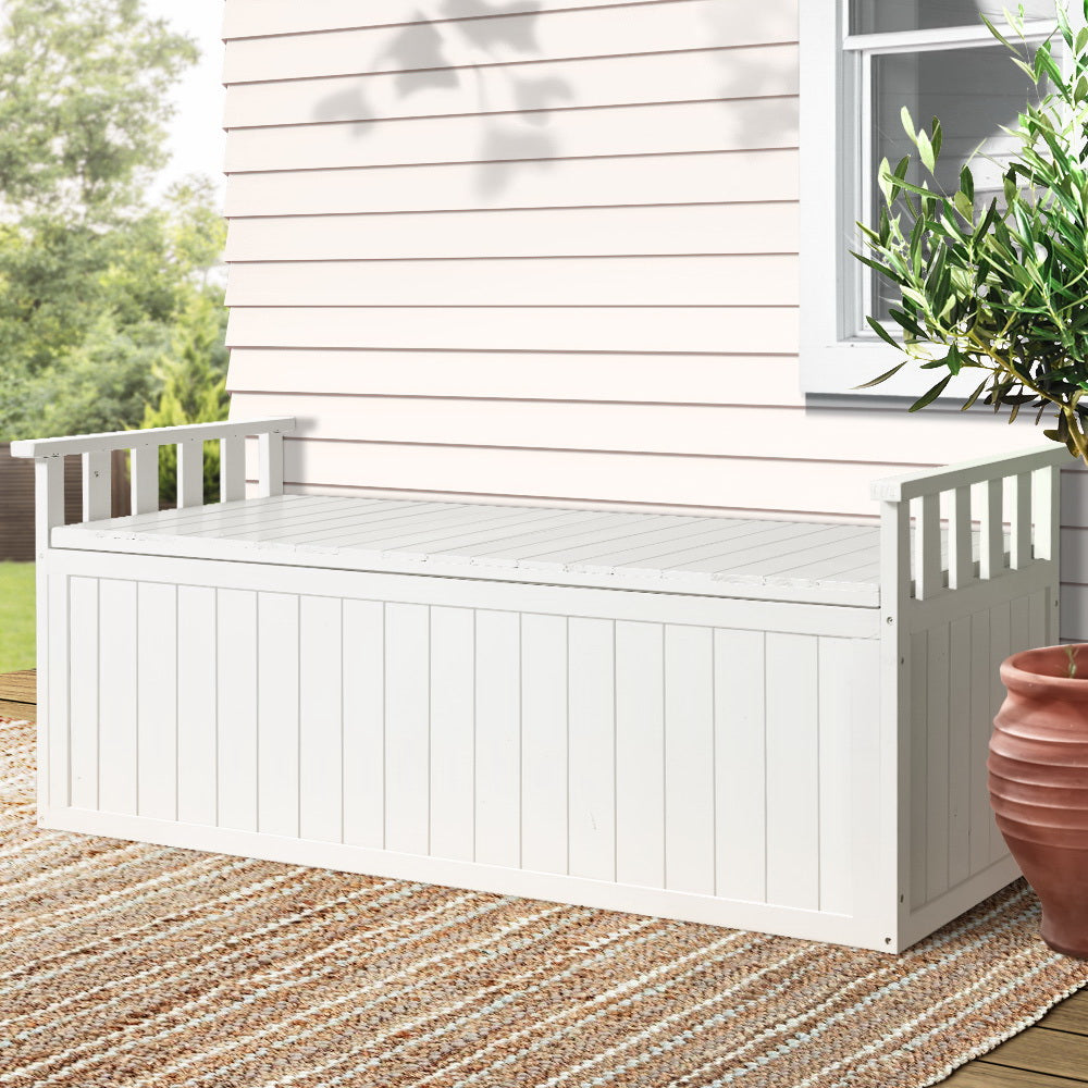 GardenGlow Storage Bench | White | 200L