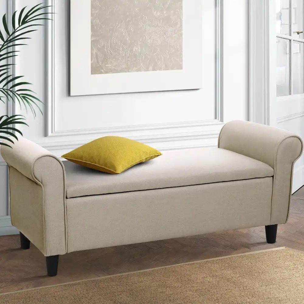 Elegance Plus Leather Storage Ottoman | Taupe | 124.5cm