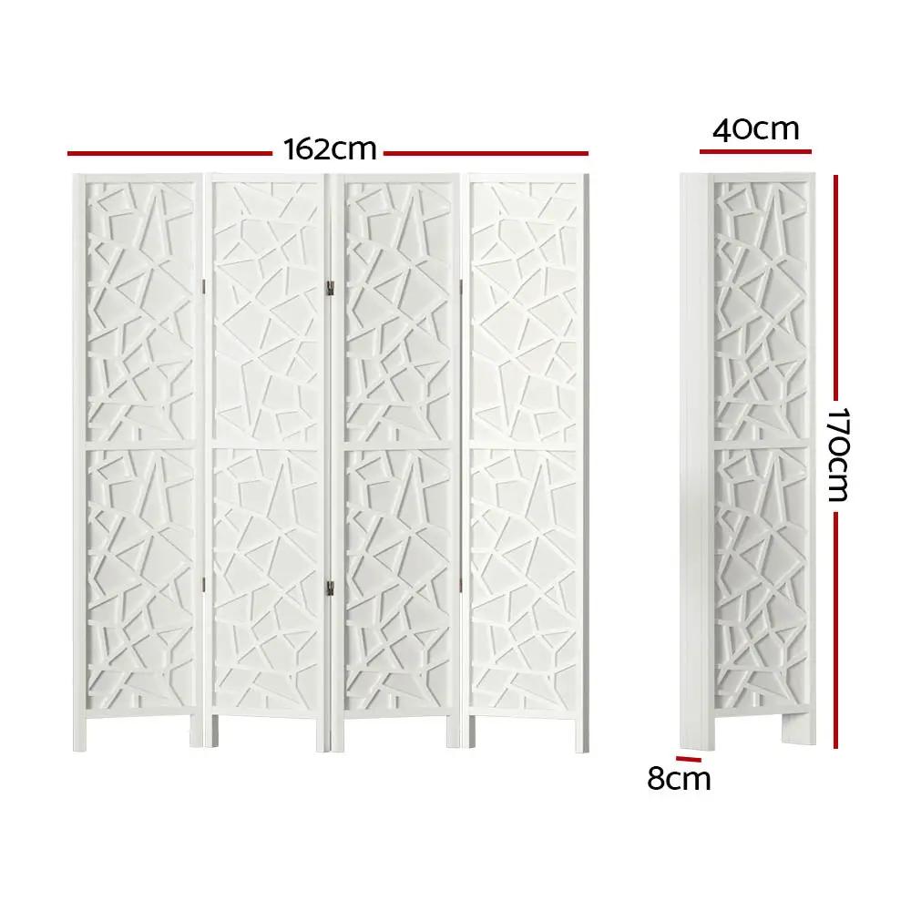 4 Panel Versatile Privacy Room Divider | White