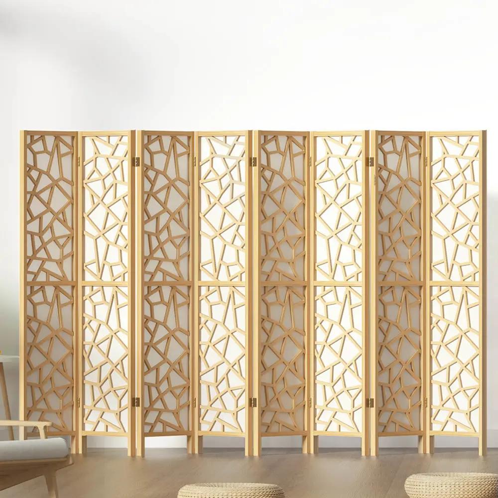 SerenityFlow 8-Panel Room Divider | Natural Wood