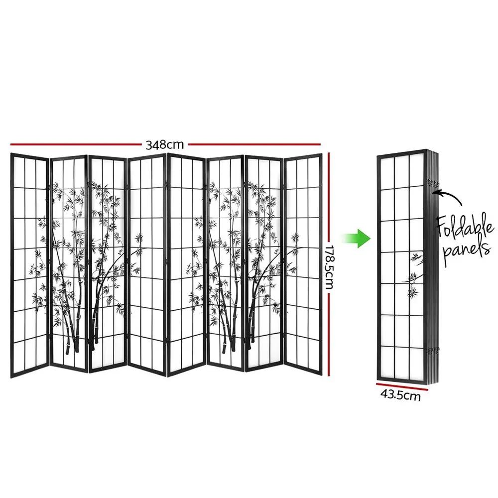 ZenVista 8-Panel Room Divider | Black & White