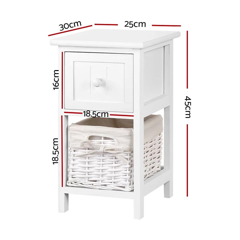 2x Rustwick Bedside Tables | White