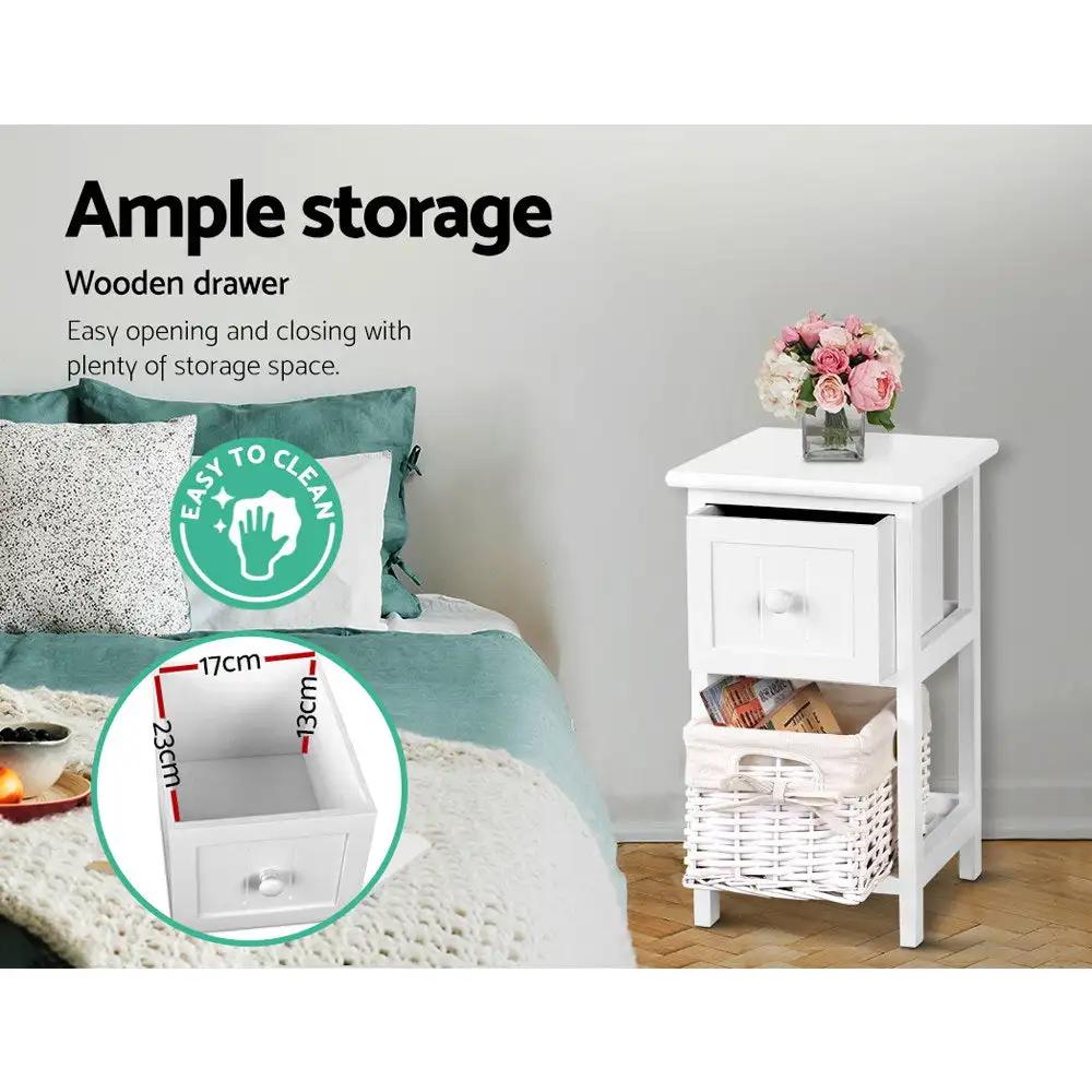 2x Rustwick Bedside Tables | White