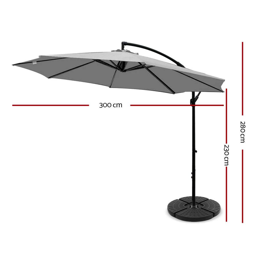 Suncrest Elegance Side Post Umbrella | Grey | 3m