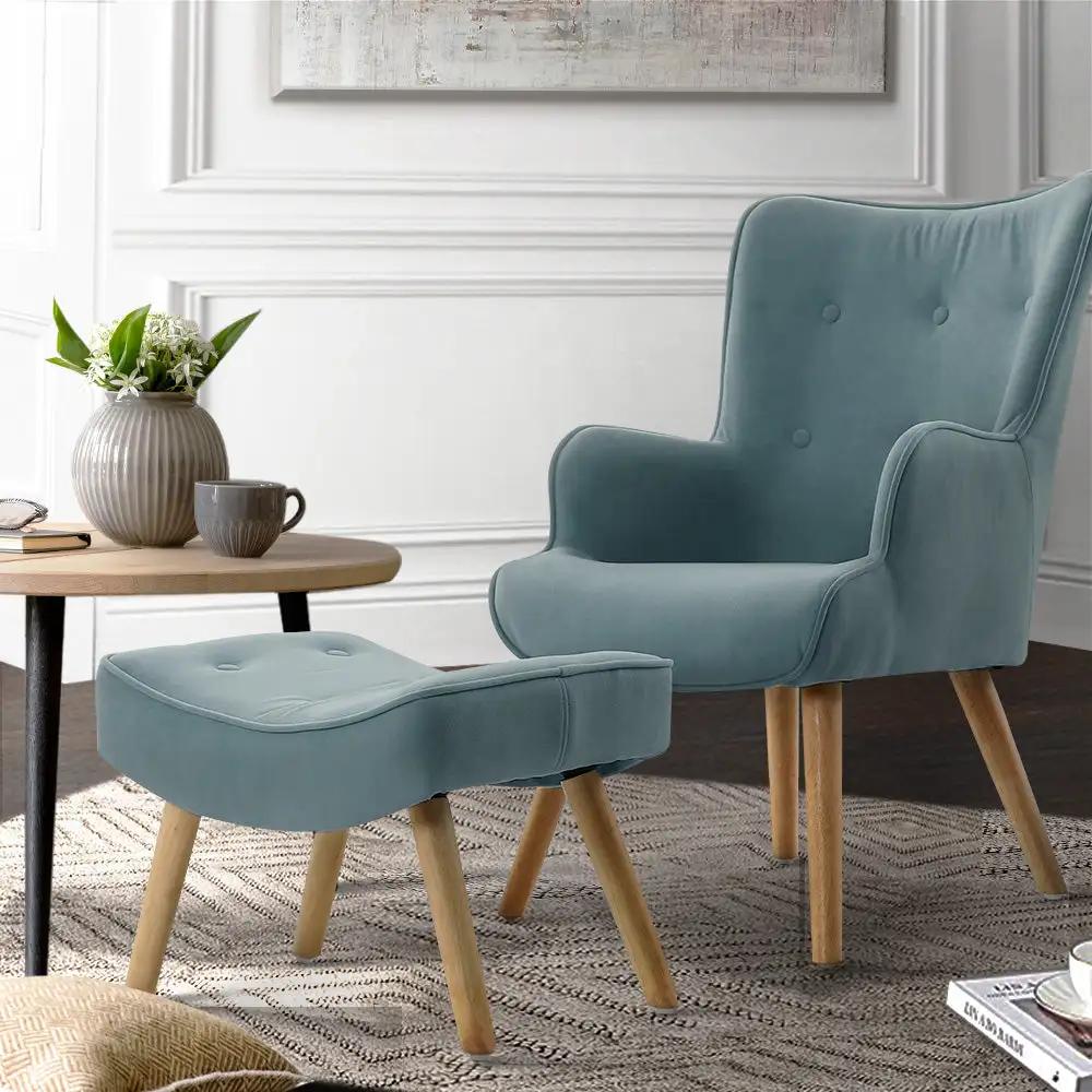 Lansar Armchair and Ottoman | Blue