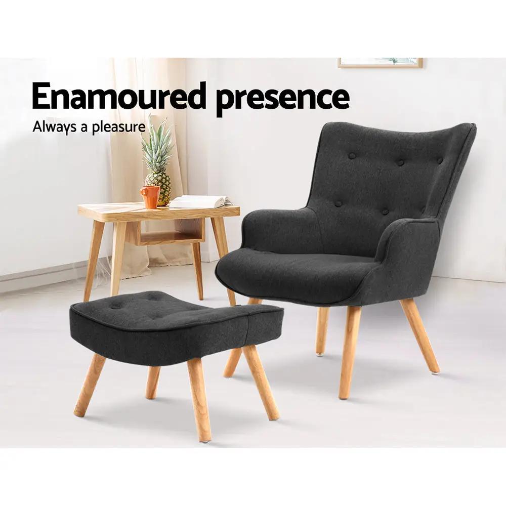 Lansar Armchair and Ottoman | Charcoal