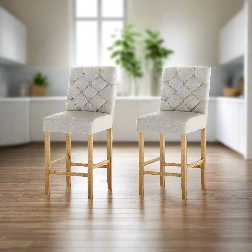 2x Kensington Bar Stools | Beige