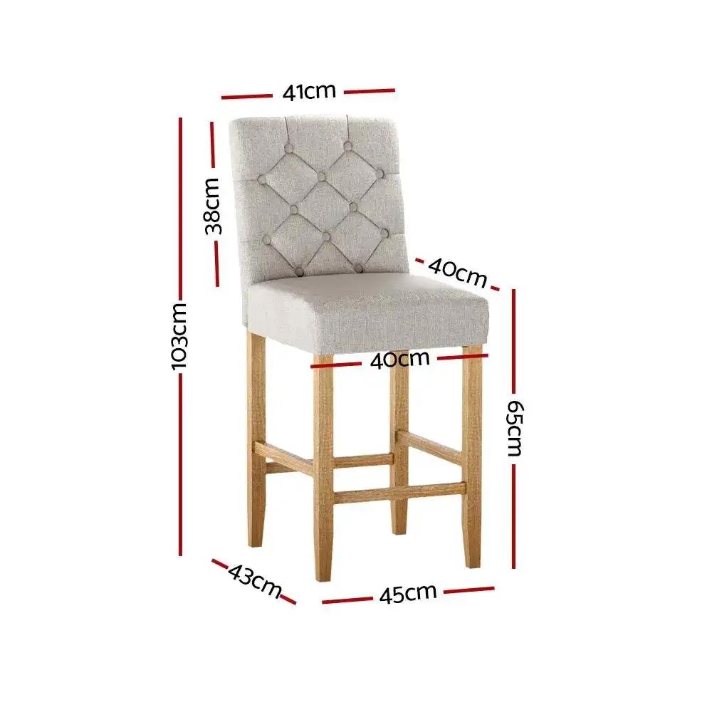 2x Linen Upholstered Bar Stool Chairs