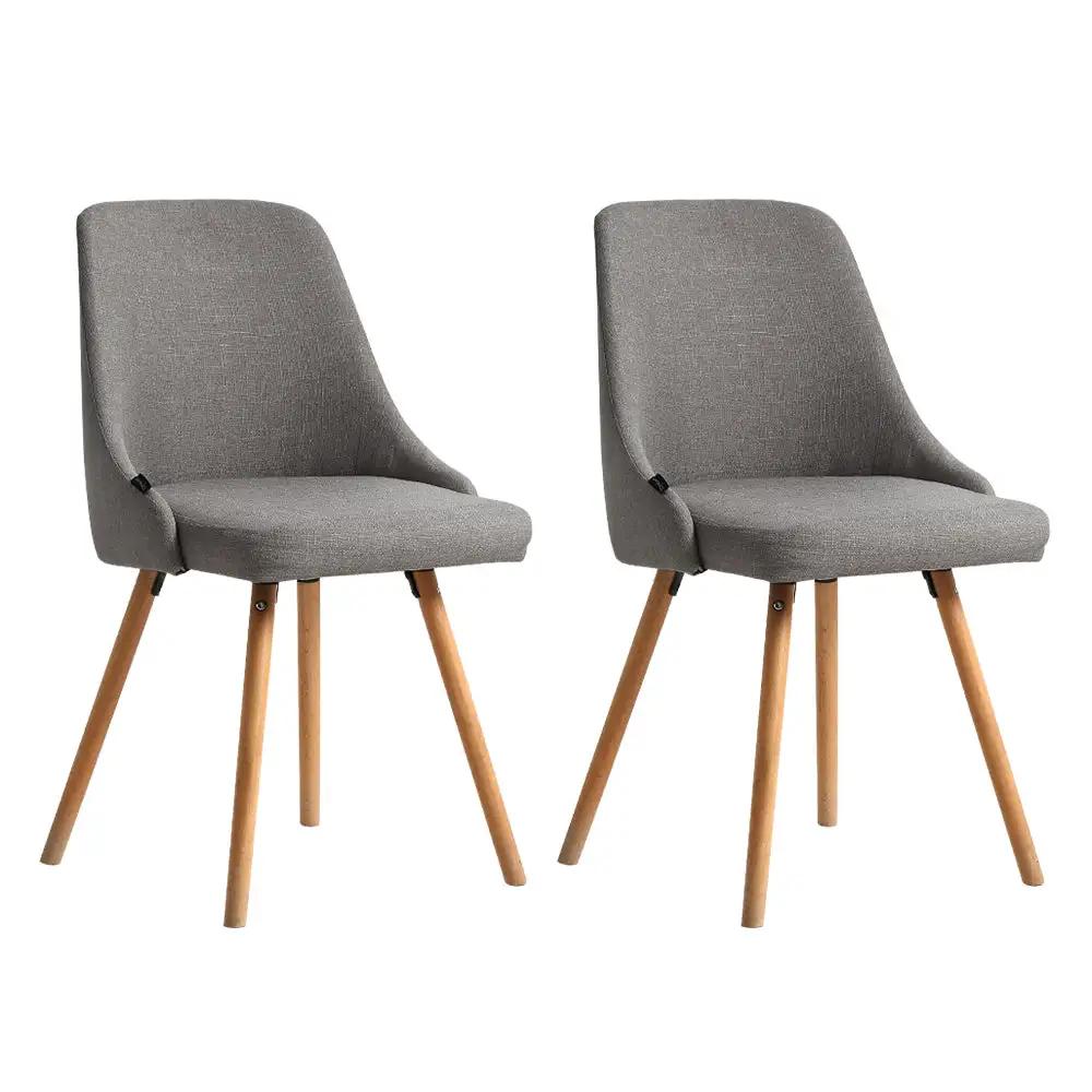 Kalmar Fabric Dining Chairs x2 | Grey