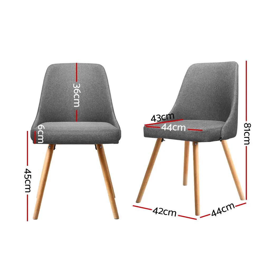 Kalmar Fabric Dining Chairs x2 | Grey