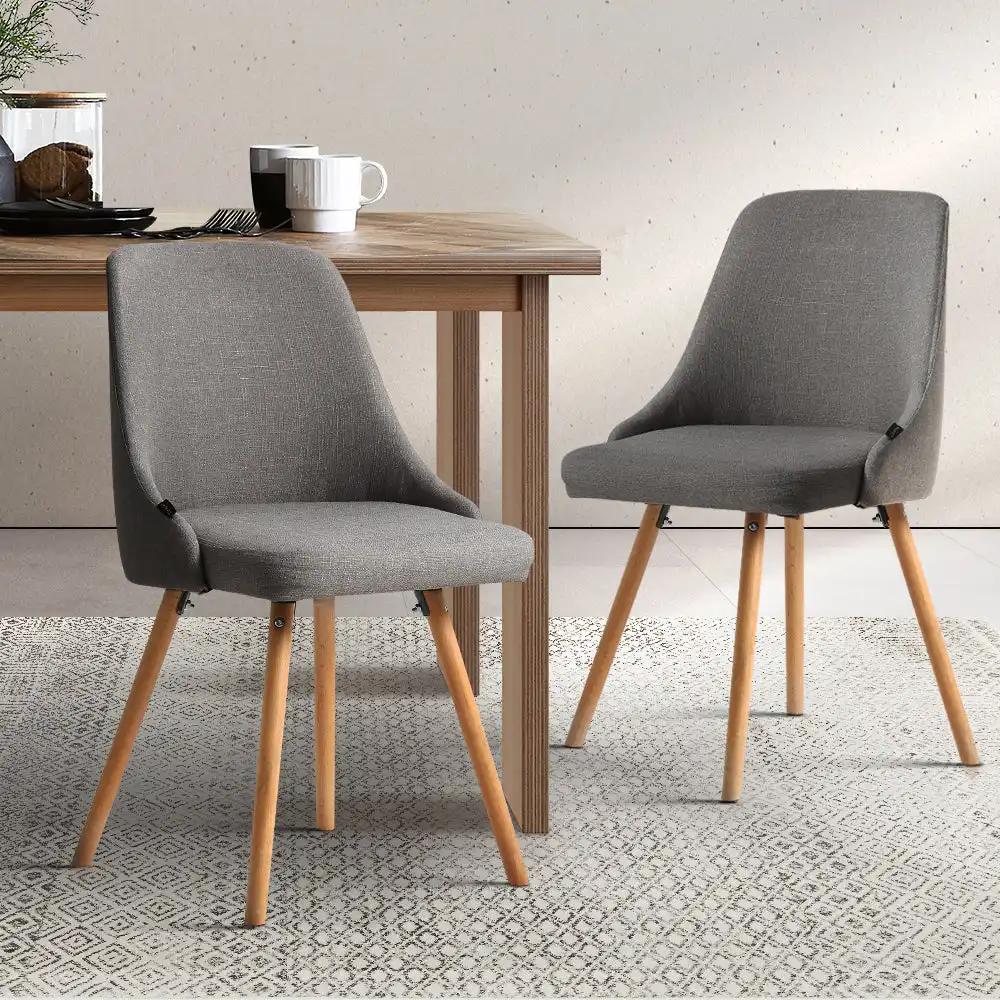 Kalmar Fabric Dining Chairs x2 | Grey