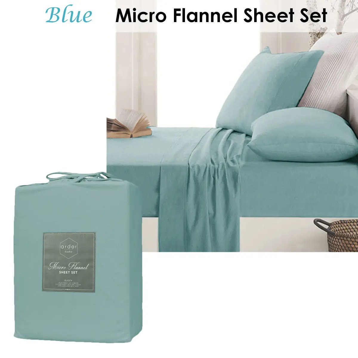 King Ardor Micro Flannel Sheet Set | Blue