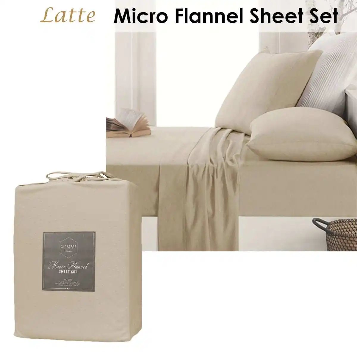 Single Ardor Micro Flannel Sheet Set | Latte