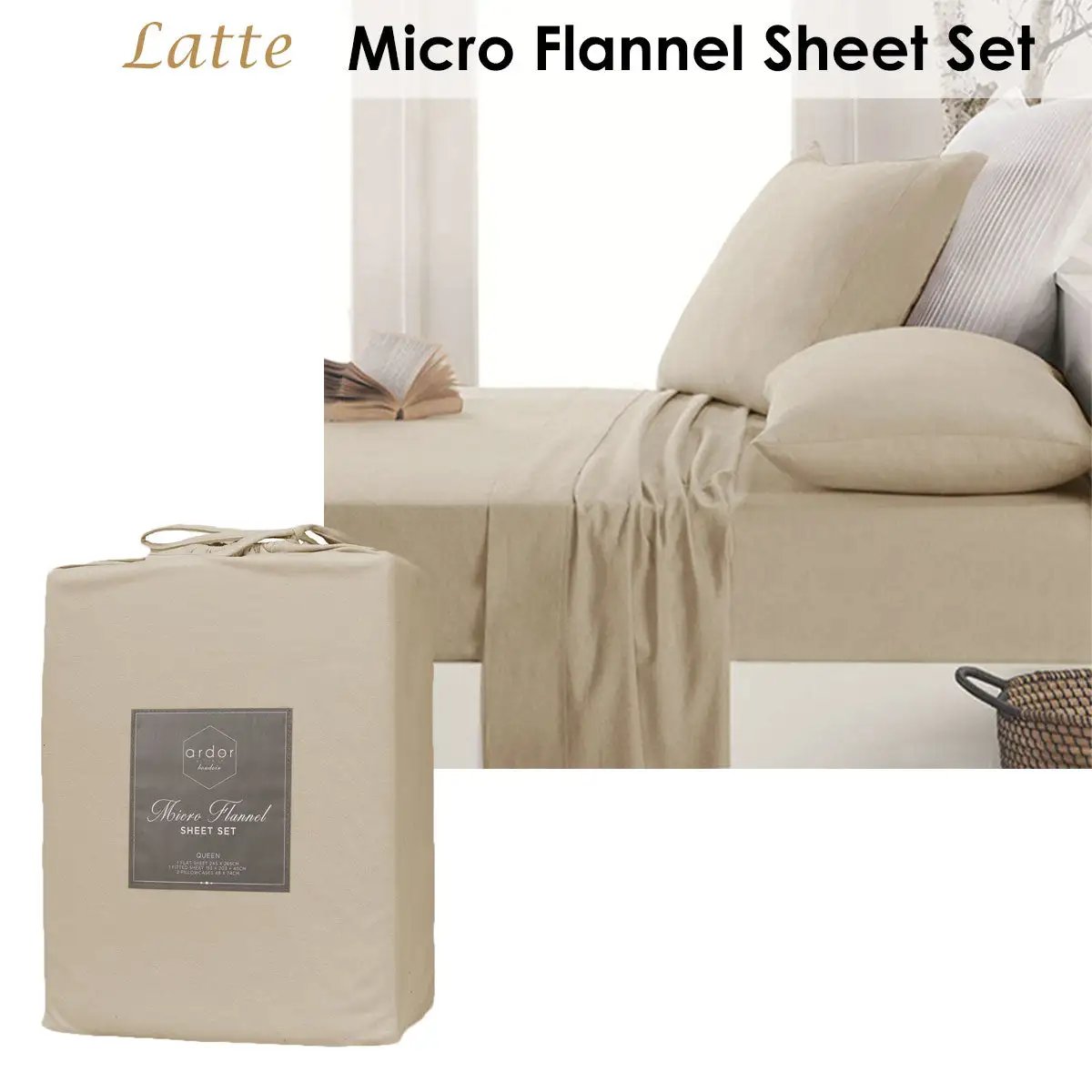 King Ardor Micro Flannel Sheet Set | Latte