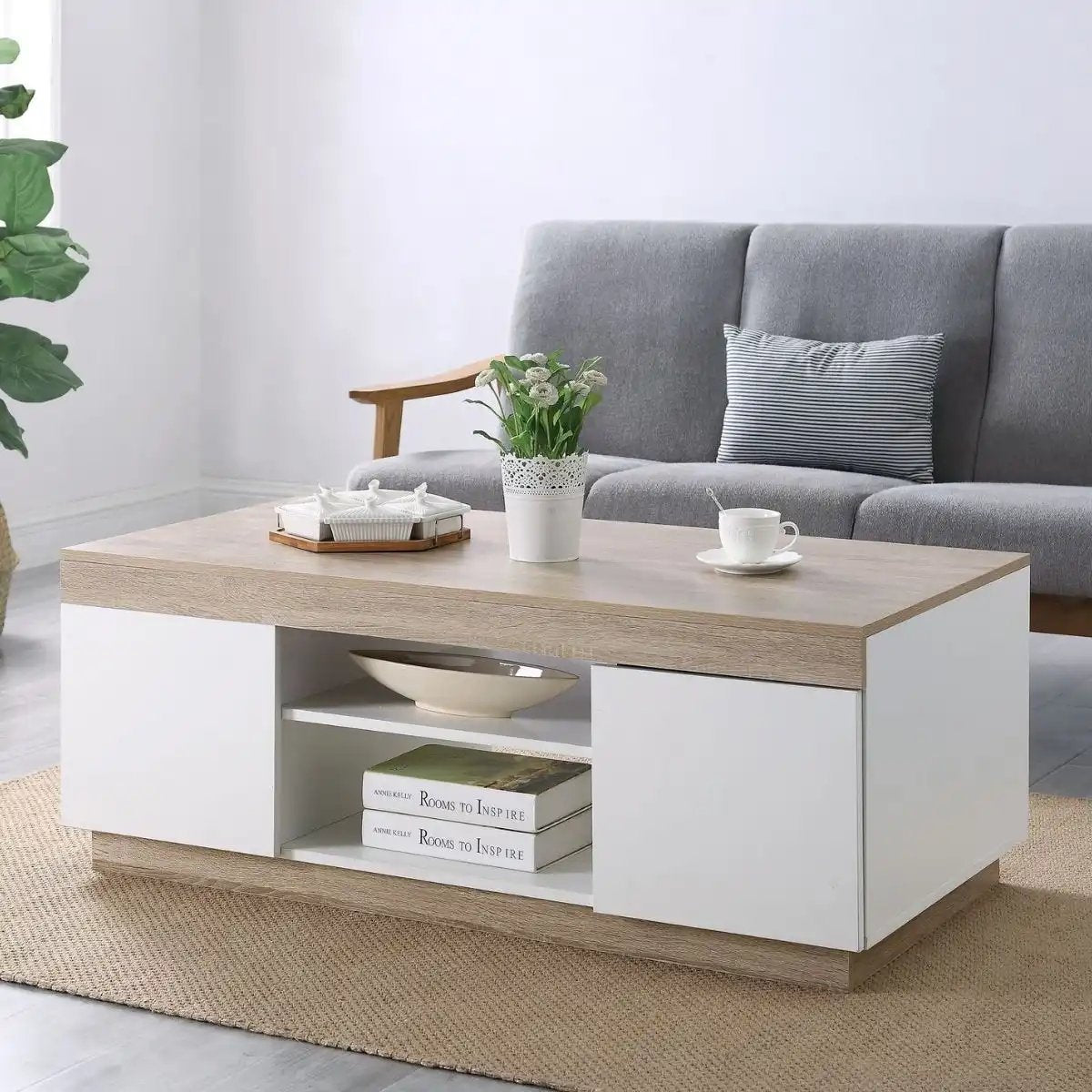 CoastalCharm Coffee Table | White & Oak