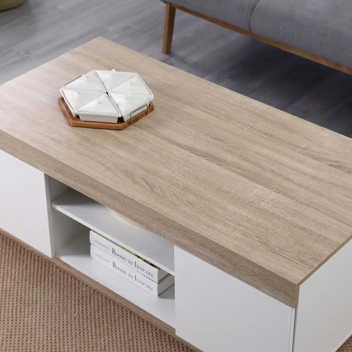 CoastalCharm Coffee Table | White & Oak