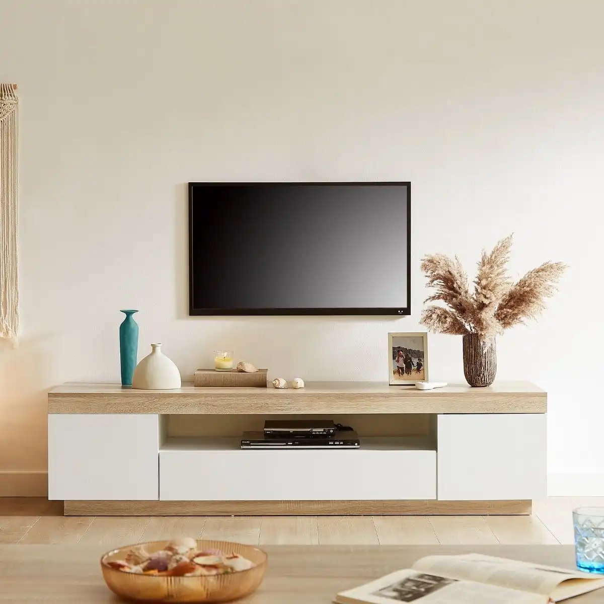 CoastalCharm TV Cabinet | White & Oak | 180cm